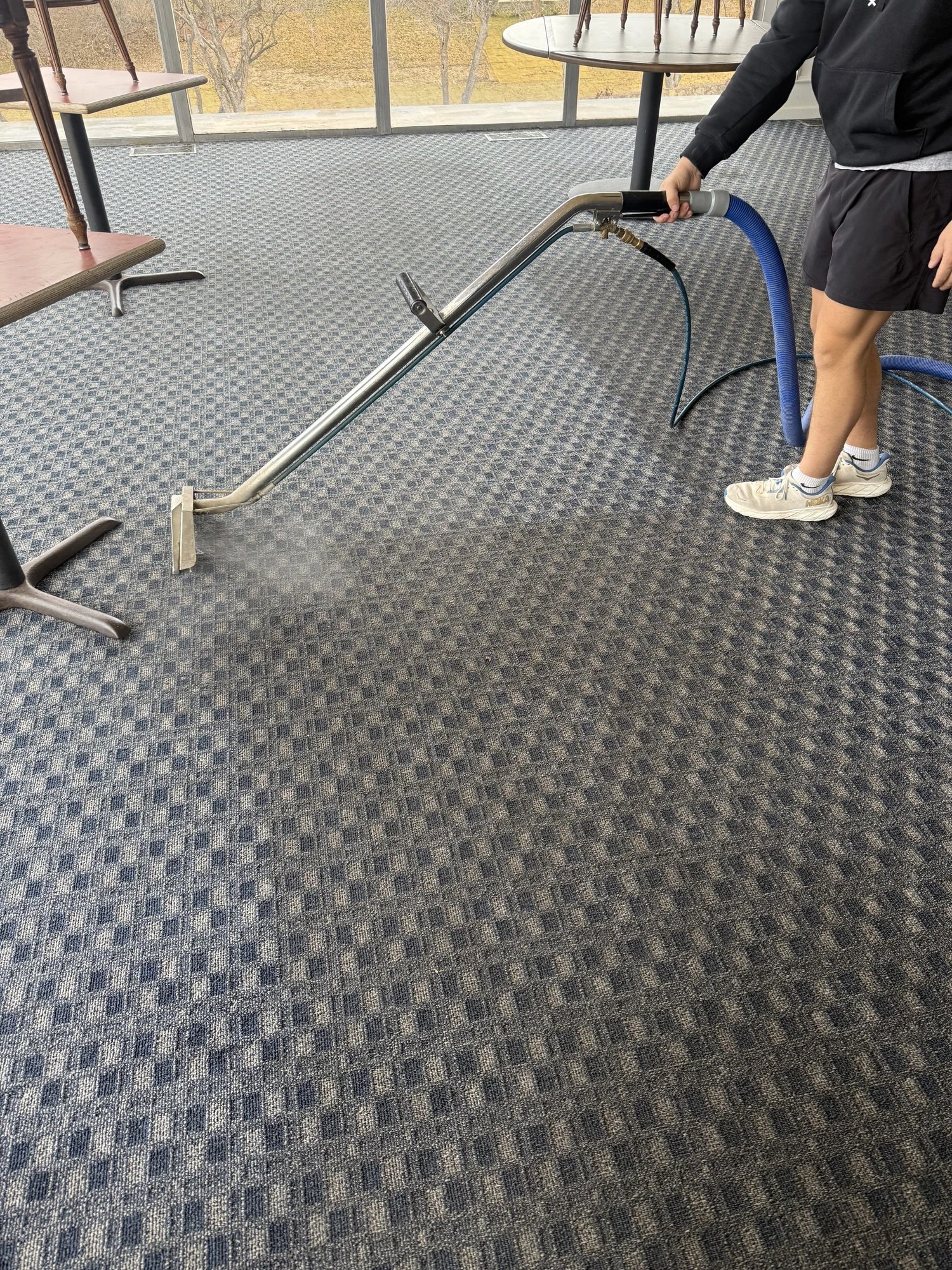 Deep extraction carpet cleaning with a professional wand