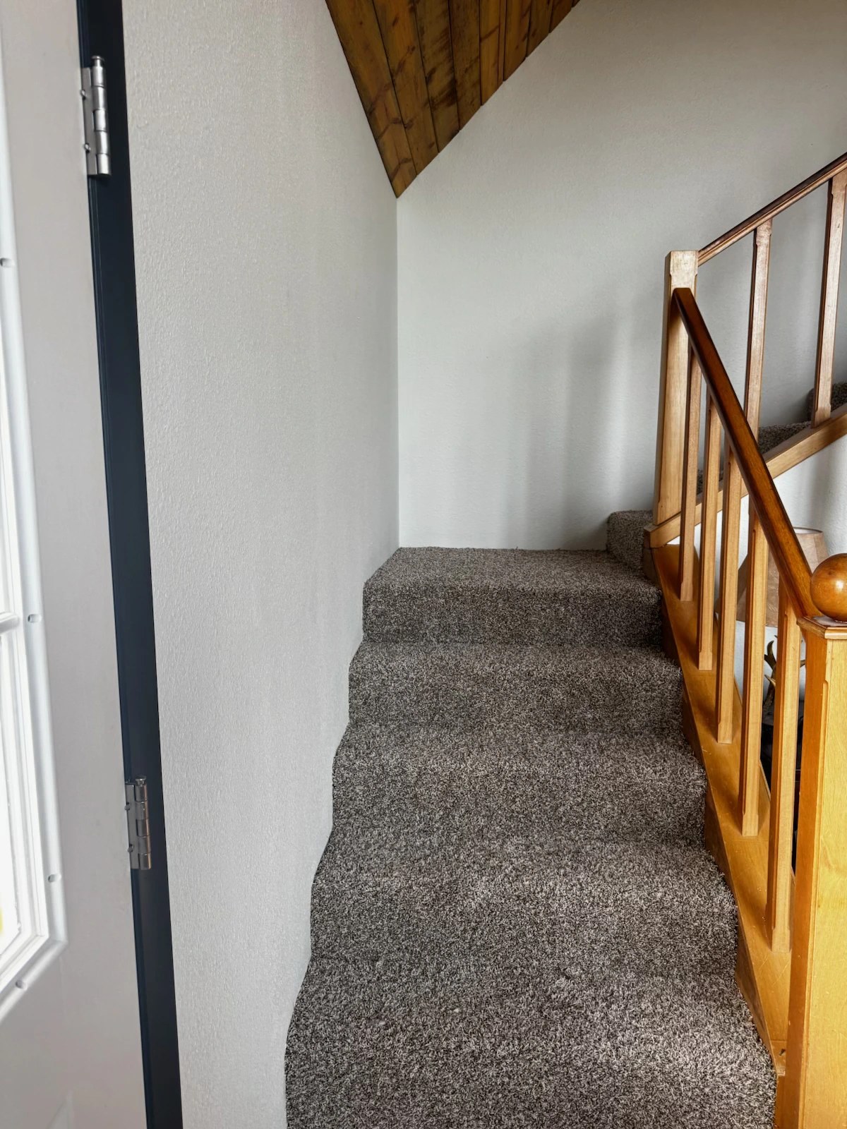 New carpet installed on an upstairs landing and steps